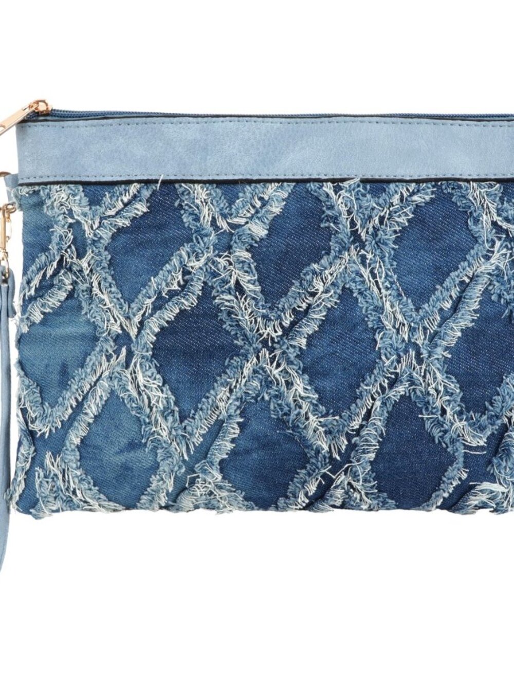 Women Denim Wristlet Clutch Purses Wallet Envelope Handbag PU Leather Quilted